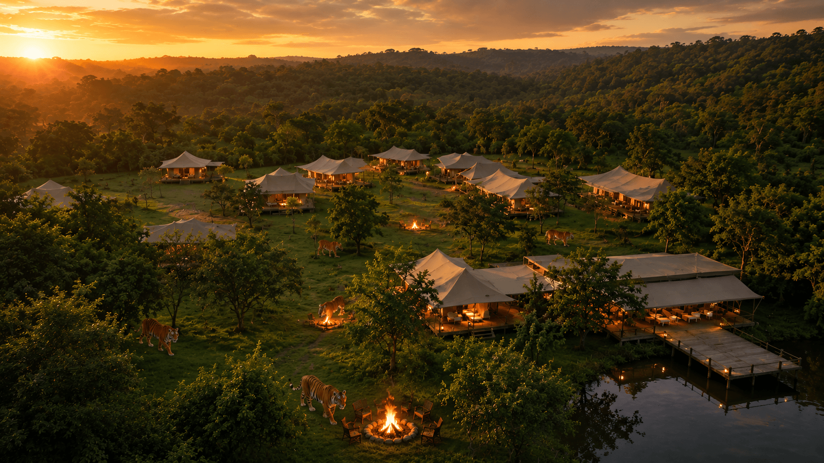 Safari booking online for nature resort surrounded by lush forest and wildlife adventureswith jungle safari experience
