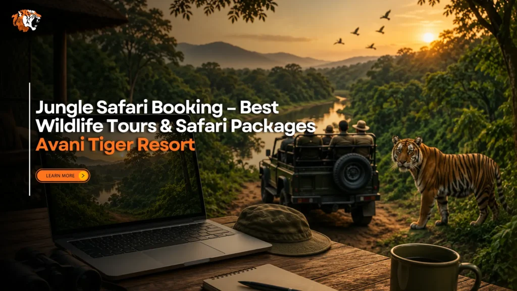 Jungle safari booking with wildlife tours, safari jeep, tiger, and forest adventure.